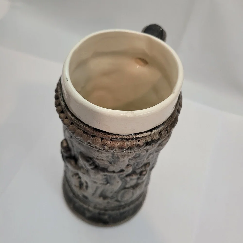 Vintage 1981 Beer Stein Silver Relief‎ German Bier Oder Wein Tankard Mug